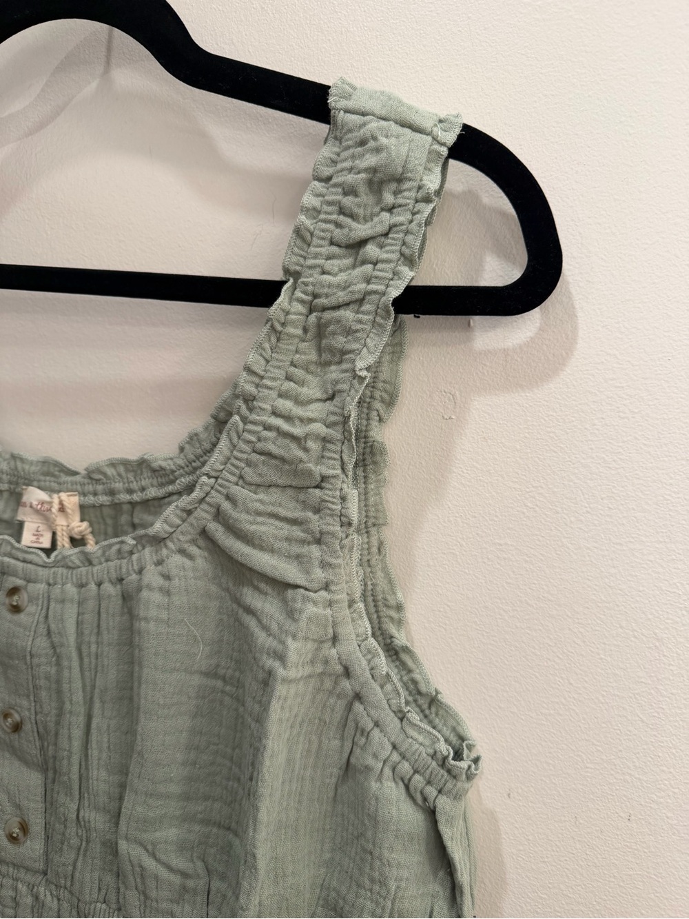 Ham & Thread Smocked Ruffle Tank Top in Sage Green - Picture 6 of 7
